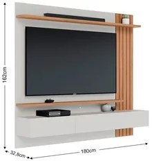 Painel Home Suspenso para TV 70 Pol. 180cm Buriti C05 Off White Matte/