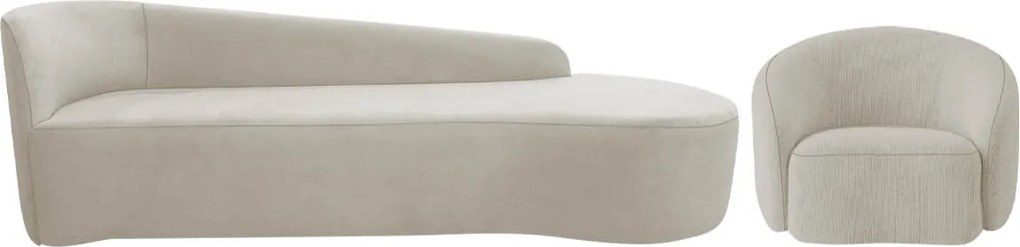 Kit Divã Recamier Orgânico França 250cm Lado Direito e Poltrona Amore Linho