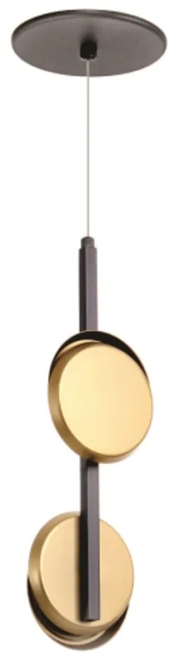 Pendente Eclipse Duplo Linear Vertical 06X12X40Cm Discos Metal Alumini... (COBRE FOSCO, 220V)
