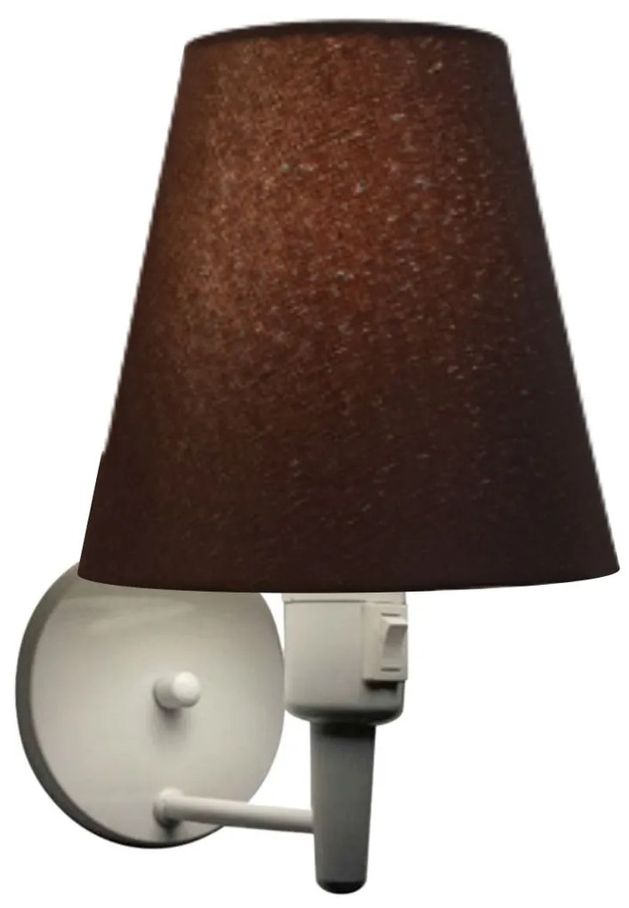 Arandela Cone Md-2032 Branco C/ Inter Liga e Desl Cúpula em Tecido Café - Bivolt