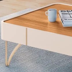 Painel Para TV 85 Pol Vivaz e Mesa de Centro Alane H01 Off White/Cinam