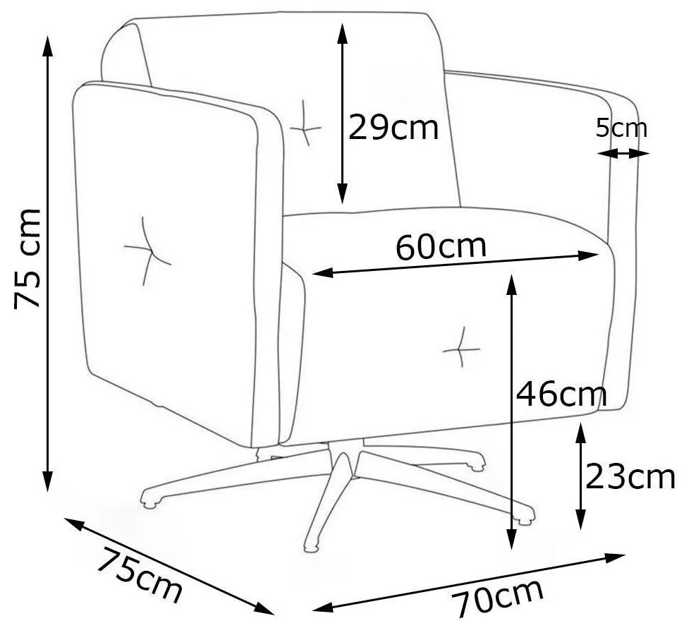 Kit 3 Poltronas Giratória para Sala de Estar Astana Couro Caramelo G40 - Gran Belo