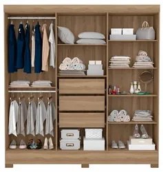 Guarda Roupa Casal 6 Portas com Espelho Elite 3 Gavetas Pratico D02 Am
