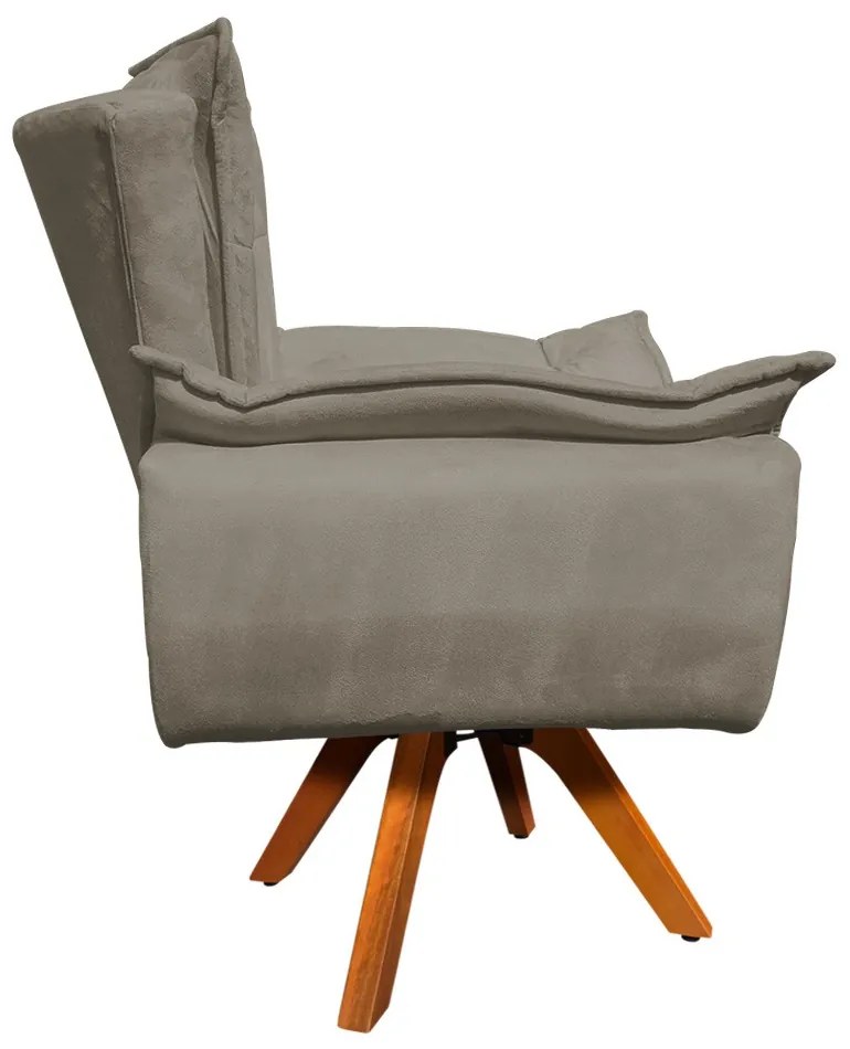 Poltrona Sala de Estar Giratória MM30 Opalla Suede D03 - D'Rossi - Marrom Rato