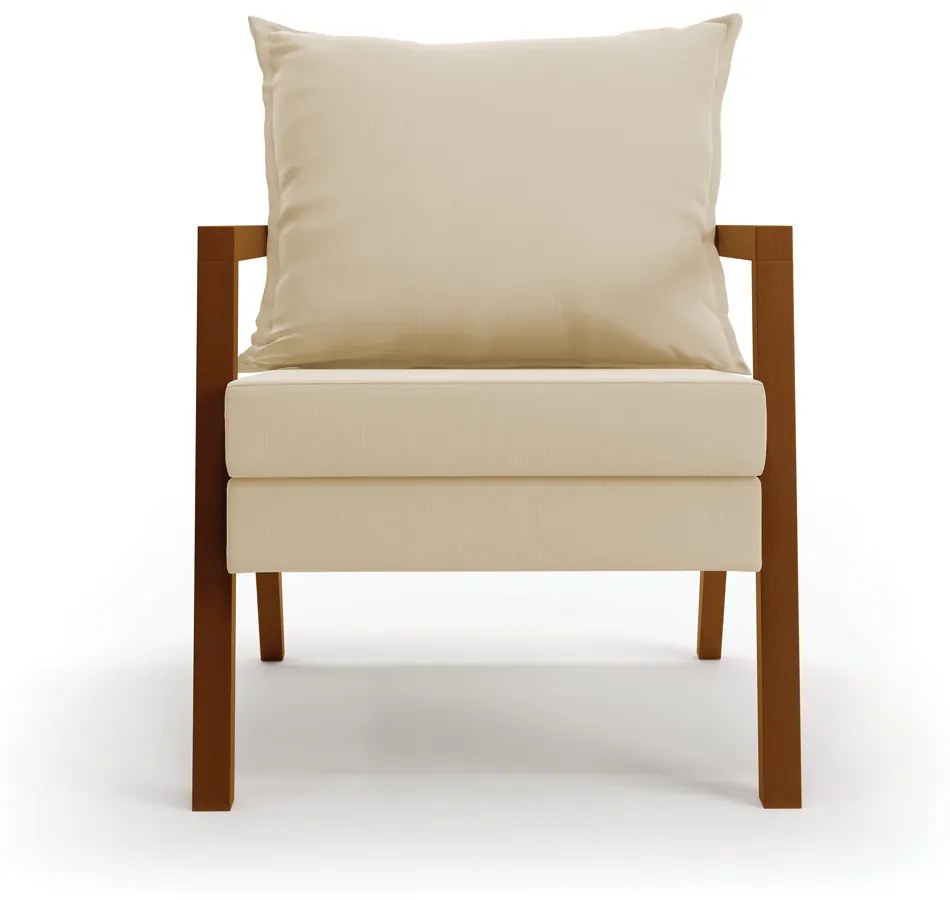 Poltrona Alice Suede Base de Madeira - D'Rossi - Bege