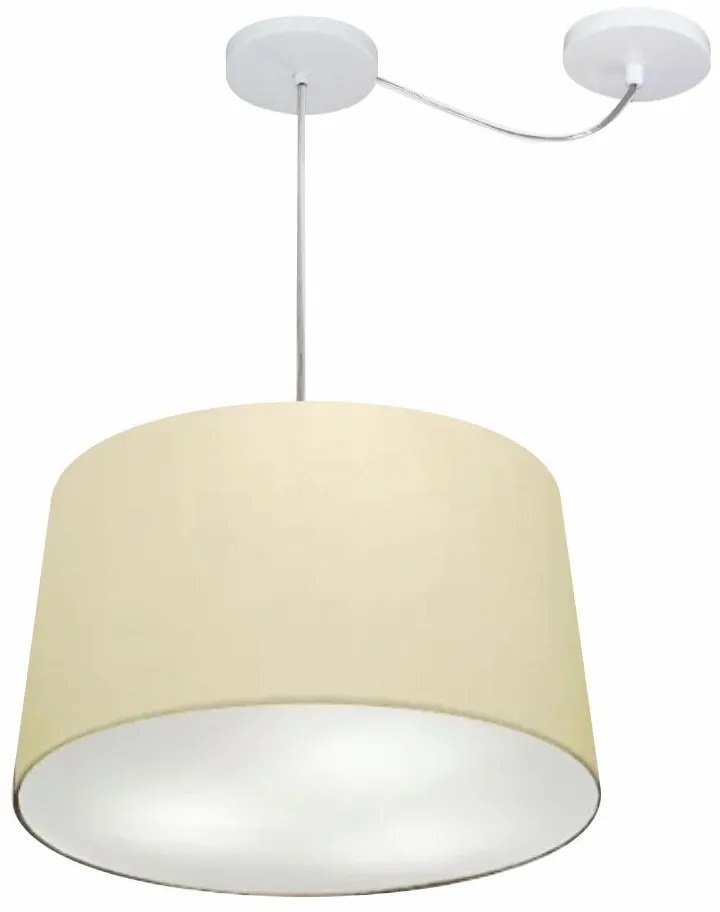 Lustre Pendente Cone Com Desvio Md-4281 Cúpula 30/40x45cm Algodão Crú - Bivolt