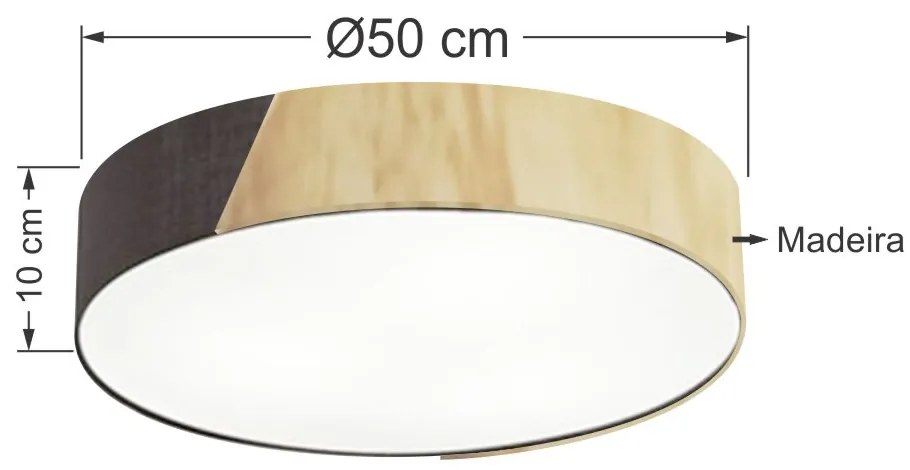 Plafon Luminária de teto decorativa para casa, Md-3076 nórdicas em tecido e madeira 3 lâmpadas com difusor em poliestireno