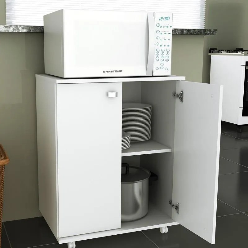 Balcão Armário 2 portas multifuncional Microondas Branco