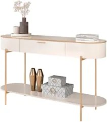 Aparador de Sala Pés Metálicos 135cm Jaspe D04 Off White - Mpozenato