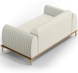 Sofá 180cm 3 Lugares Base Gold Molino D06 Linho C-367 Cru - Mpozenato