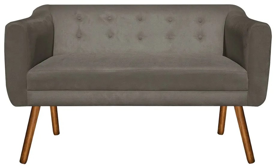 Kit 01 Namoradeira 02 Lugares e 02 Poltronas Giratória Julia Suede Marrom Rato Base Madeira MM30 D'Rossi