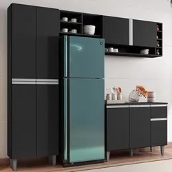 Cozinha Modulada Completa 230cm Com Balcão e Armário Aéreo Vanessa Pre