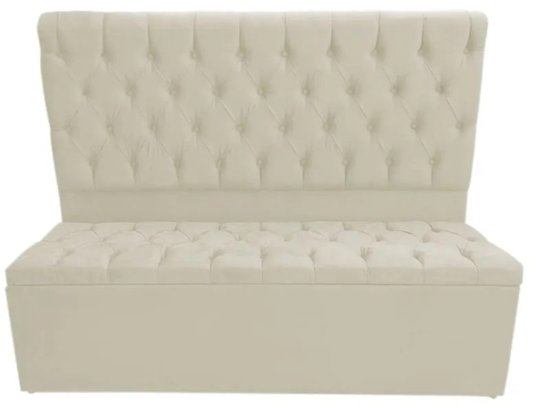 Cabeceira com Calçadeira Baú Queen 160cm Nicole Suede Bege - Sheep Estofados - Bege