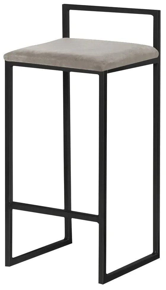 Banqueta Decorativa Selena Base Preta Veludo Cinza G41 - Gran Belo