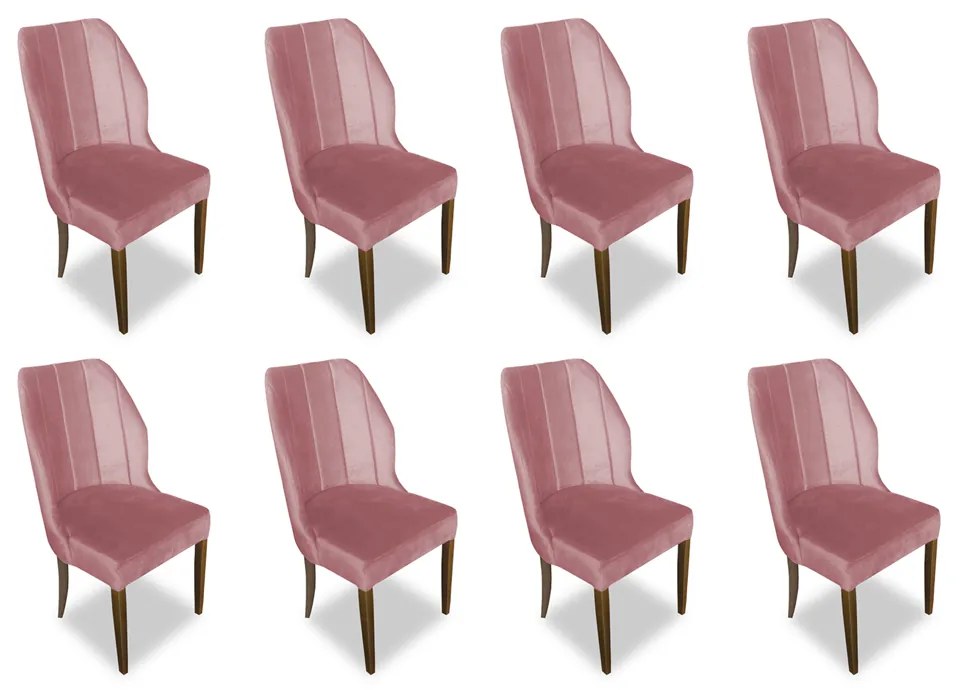 Kit 8 Cadeiras De Jantar Safira Suede Rose