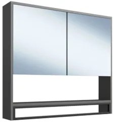 Gabinete de Banheiro Liny 80cm e Espelheira Moscow Grafite Z54 - Mpoze