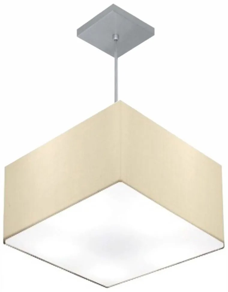 Lustre Pendente Quadrado Md-4020 Cúpula em Tecido 21/35x35cm Algodão Crú - Bivolt