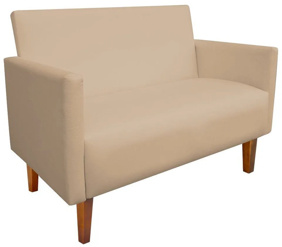 Namoradeira Jade 02 Lugares Corino Bege Pés Chanfrado Castanho - D'Rossi