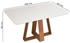 Mesa de Jantar Kiara 160cm Com 6 Cadeiras Lídia D04 Freijó/Veludo Moca