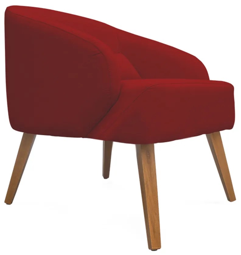Poltrona Decorativa Lara Pés de Madeira Suede Vermelho - Sheep Estofados - Vermelho