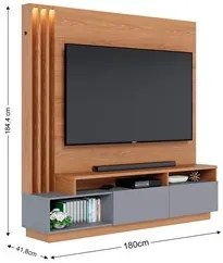 Estante Home Theater para TV 75 Pol. com LED 180cm Maitê C05 Freijó/Ci