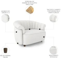 Sofá 2 Lugares 150cm Namoradeira Lykan Boucle Cru Z32 - Mpozenato