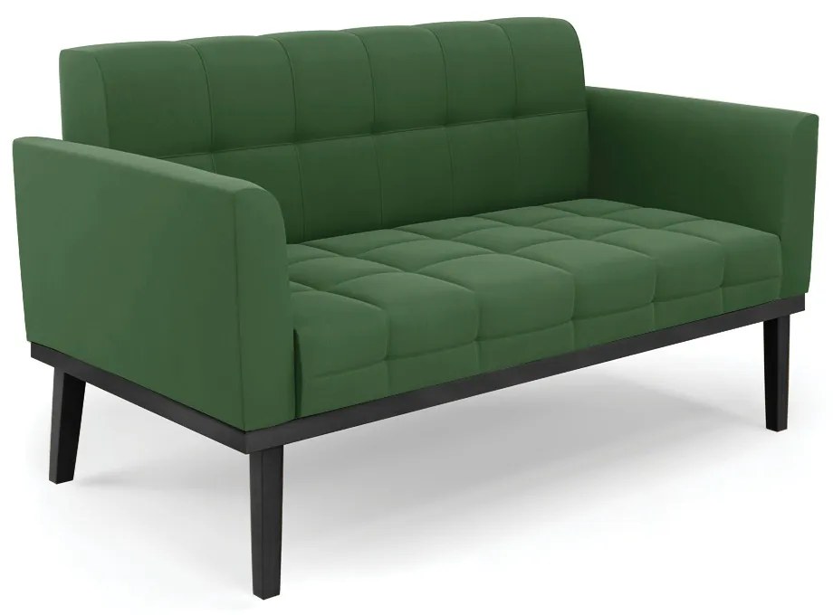 Sofá Namoradeira 2 Lugares Base de Madeira Preto Elisa Suede D03 - D'Rossi - Verde