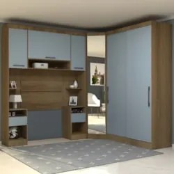 Guarda Roupa Solteiro Modulado CP03 Delphi Avelã/Grey L01 - Mpozenato