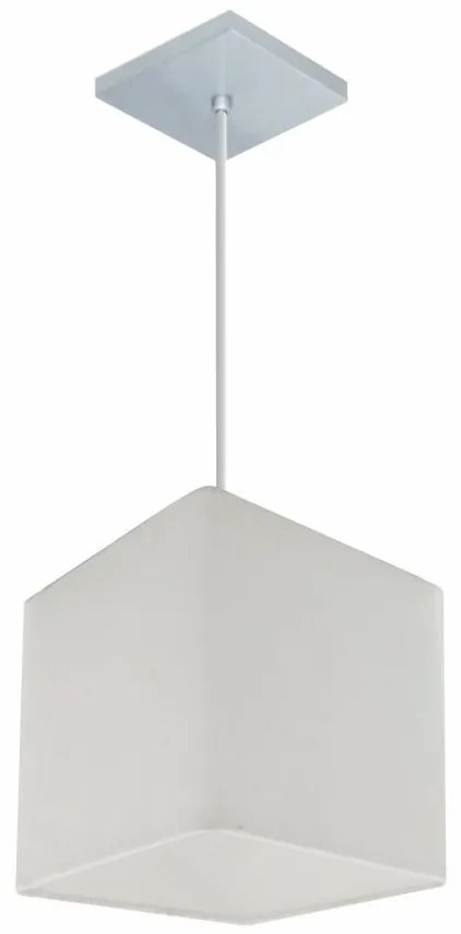 Lustre Pendente Quadrado Md-4223 Cúpula em Tecido 15/13x13cm Branco - Bivolt