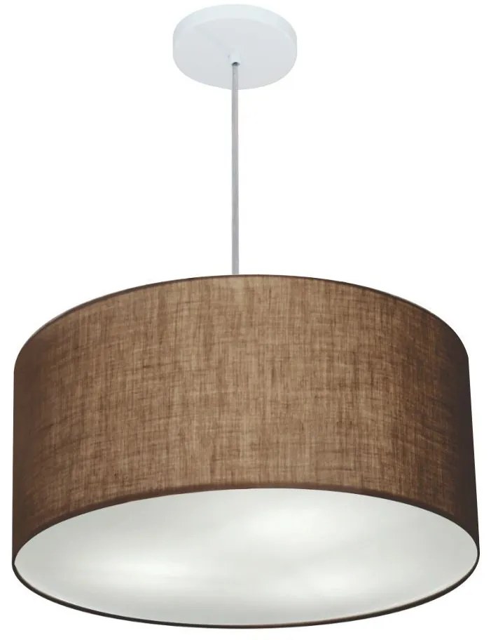 Lustre Pendente Cilíndrico Md-4242 Cúpula em Tecido 45x25cm Café - Bivolt