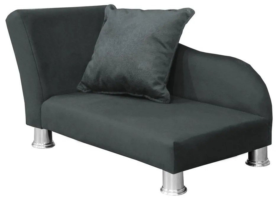 Divã Cama Pet Luxo para Cães E Gatos Elegante Confortável Suede Cinza Grafite