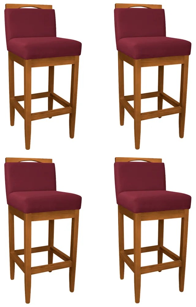 Kit 4 Banquetas Decorativa Elis Veludo Bordo