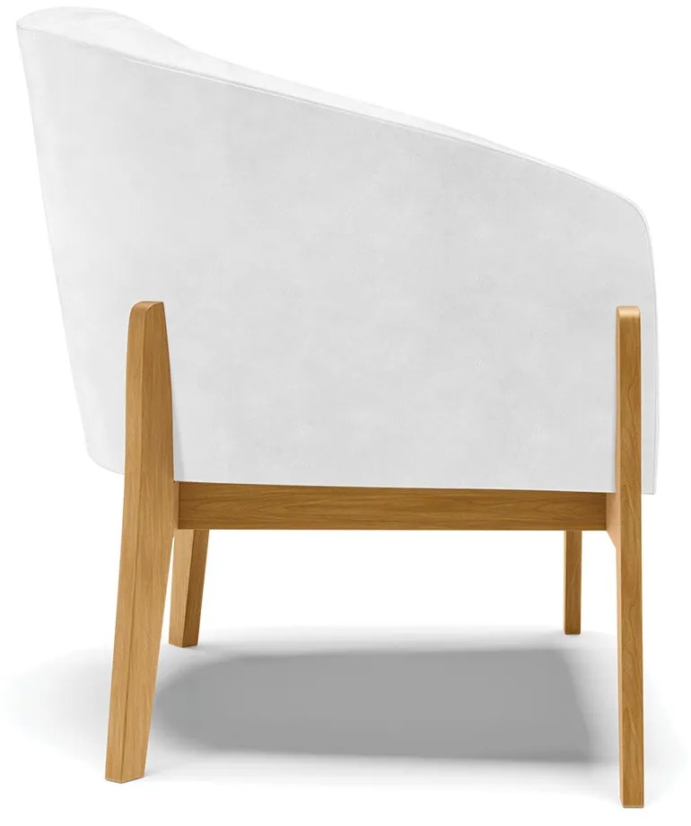 Poltrona Decorativa Base de Madeira Stella Sintético PU Branco D03 - D'Rossi