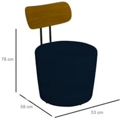 Poltrona Decorativa para Sala de Estar Redonda 53cm Le Moon Z32 Veludo