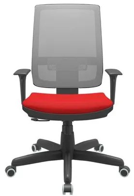 Cadeira Office Brizza Tela Cinza Assento Aero Vermelho RelaxPlax Base Standard 120cm - 63880 Sun House
