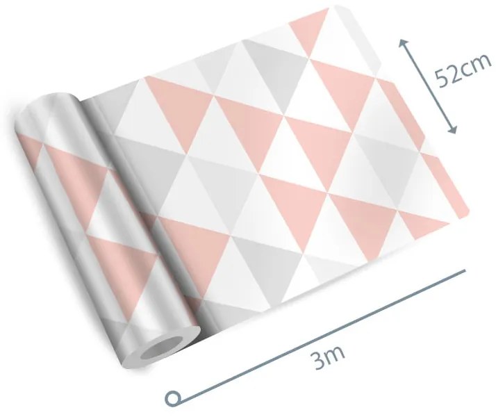 Adesivo geométrico triângulo rose cinza e branco