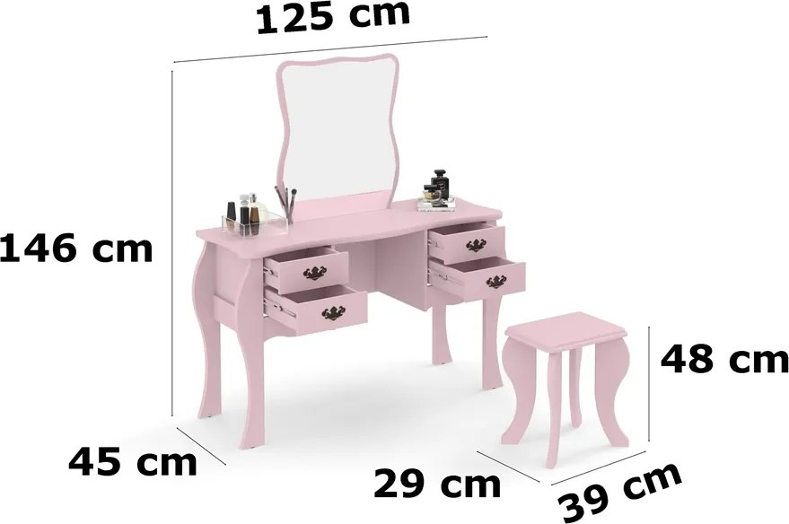 Penteadeira Duda Rosa - Patrimar Móveis
