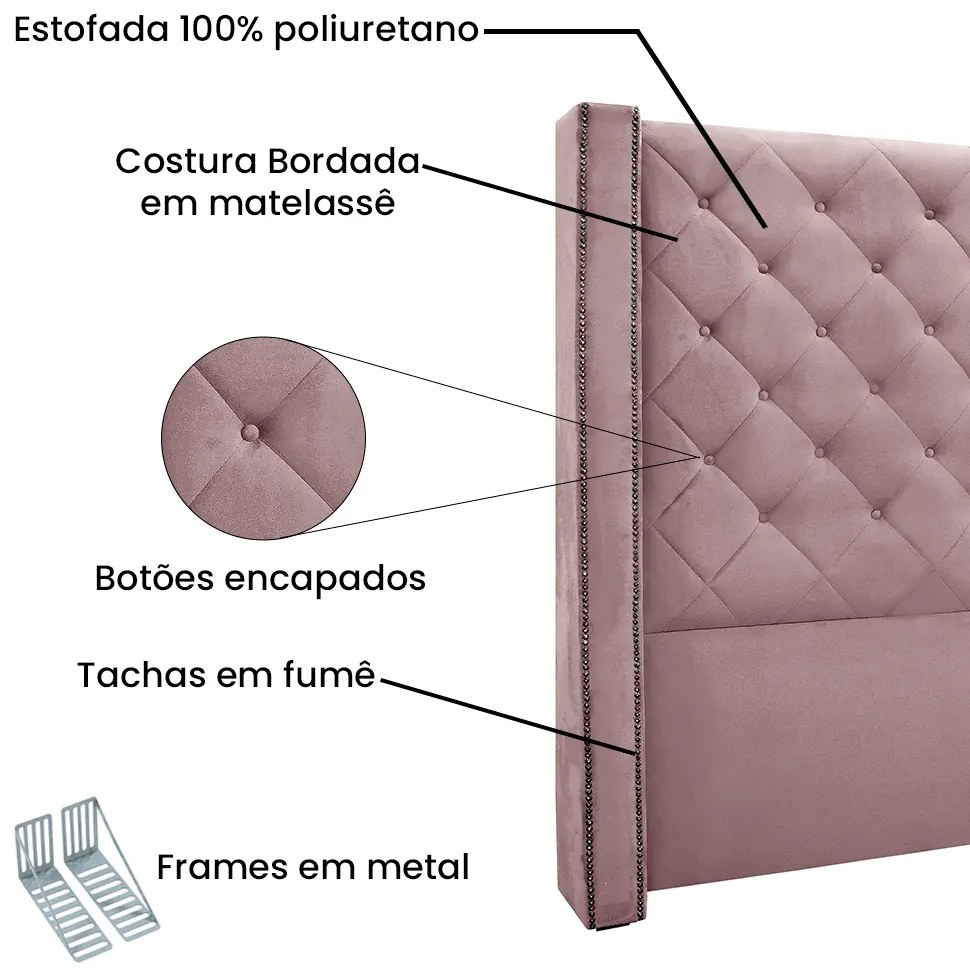 Cabeceira Cama Box Casal 140 cm Vicenza Veludo S04 - D'Rossi - Lilás
