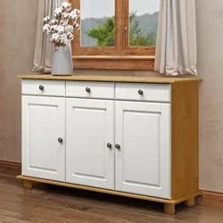 Balcão Buffet Sala de Jantar Rústico 128cm 3 Portas 3 Gavetas Rubia F0