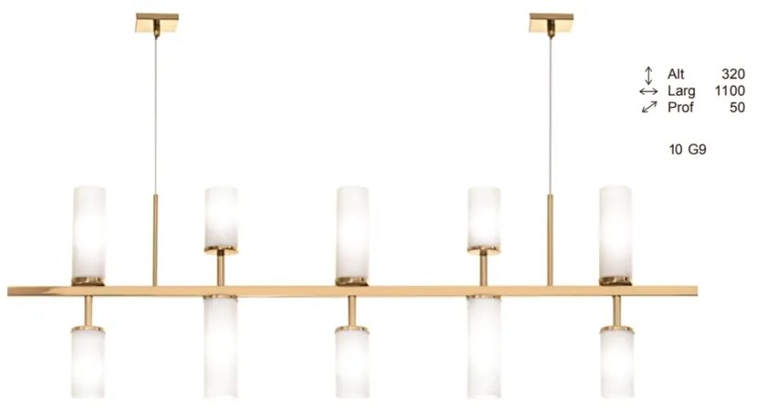 Pendente Fence Vidro Tubo Assimetrico 110X05X32Cm 10Xg9 - Old Artisan... (ROSE FOSCO / COBRE BRILHO)