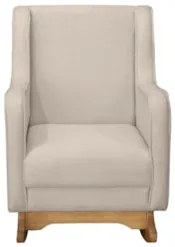 Poltrona Amamentação Base Madeira Balanço Vick Linho Bege F03 - Mpozen