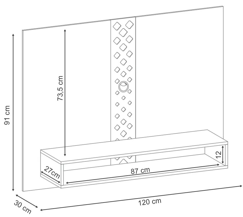 Painel Suspenso Decorativo Form TV até 47 Pol Cinamomo/Off White G26 - HB Móveis