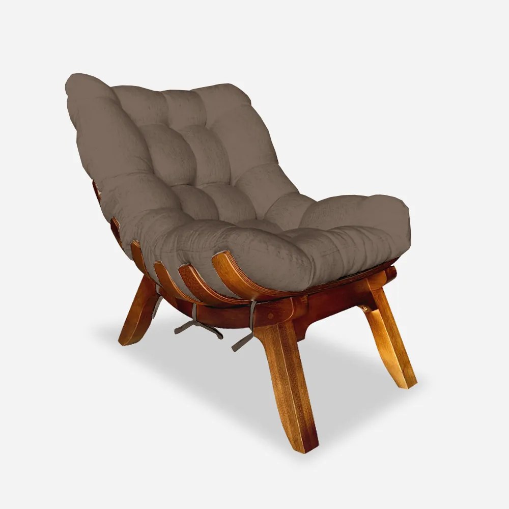 Conjunto 2 Poltrona Decorativa Costela Veludo Cappuccino