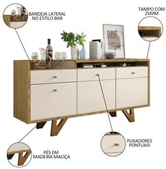 Cristaleira Aruan Buffet Ellora e Espelho Adnet 67cm H01 Off White/Car