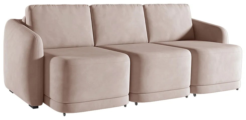 Sofá Cama Modulado Retrátil e Reclinável Decorativo Varsóvia 306cm Veludo Rosê G33 - Gran Belo