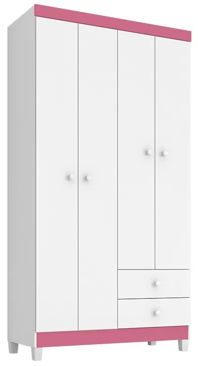 Guarda Roupa Infantil Baby Kids 4 Portas 2 Gavetas Branco Flex - Incorplac - Branco