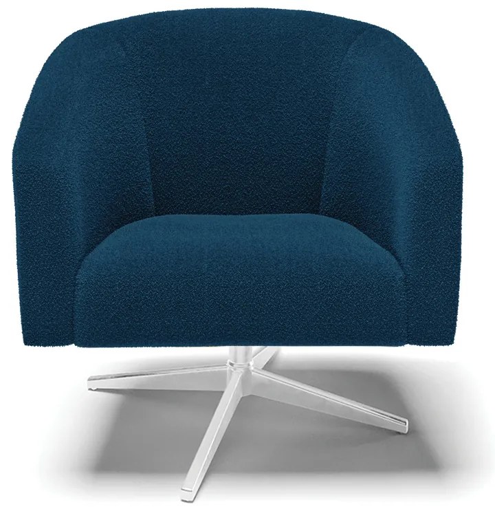 Poltrona Decorativa Giratória Cromada Stella Bouclê D03 - D'Rossi - Azul