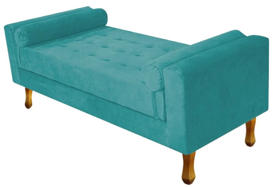 Recamier Félix Queen Size 160cm Suede Azul Turquesa - ADJ Decor