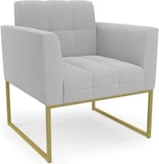 Poltrona Sala Base Industrial Dourado Kit 2 Ana Bouclé Cinza - Ibiza