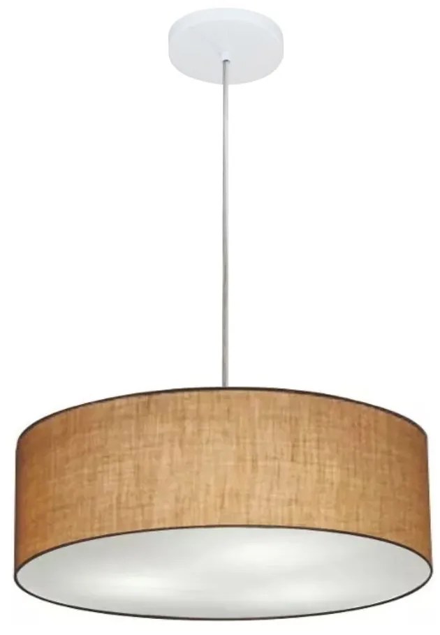 Lustre Pendente Cilíndrico Md-4132 Cúpula em Tecido 40x15cm Palha - Bivolt